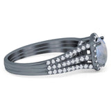 Art Deco Round Natural Stone Stackable Ring