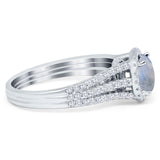 Art Deco Round Natural Stone Stackable Ring