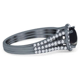 Art Deco Round Natural Stone Stackable Ring