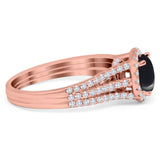 Art Deco Round Natural Stone Stackable Ring