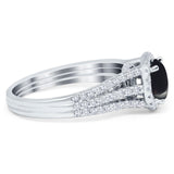 Art Deco Round Natural Stone Stackable Ring