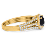 Art Deco Round Natural Stone Stackable Ring