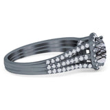 Art Deco Round Natural Stone Stackable Ring