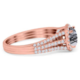 Art Deco Round Natural Stone Stackable Ring