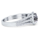 Art Deco Round Natural Stone Stackable Ring