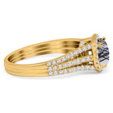 Art Deco Round Natural Stone Stackable Ring