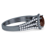 Art Deco Round Natural Stone Stackable Ring