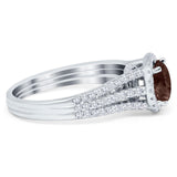 Art Deco Round Natural Stone Stackable Ring