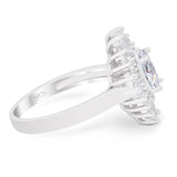 Floral Art Deco Halo Ring