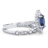 Art Deco Two Piece Oval Natural Stone Ring