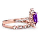 Art Deco Two Piece Oval Natural Stone Ring