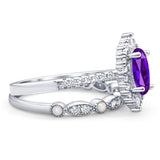 Art Deco Two Piece Oval Natural Stone Ring