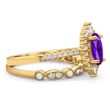 Art Deco Two Piece Oval Natural Stone Ring