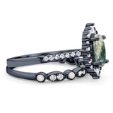 Art Deco Two Piece Oval Natural Stone Ring