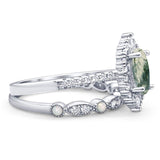 Art Deco Two Piece Oval Natural Stone Ring