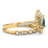 Art Deco Two Piece Oval Natural Stone Ring