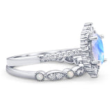 Art Deco Two Piece Oval Natural Stone Ring