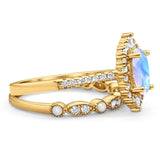 Art Deco Two Piece Oval Natural Stone Ring