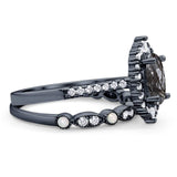 Art Deco Two Piece Oval Natural Stone Ring
