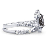 Art Deco Two Piece Oval Natural Stone Ring