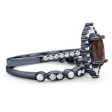 Art Deco Two Piece Oval Natural Stone Ring