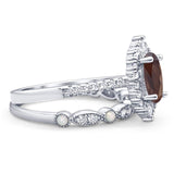 Art Deco Two Piece Oval Natural Stone Ring