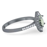 Art Deco Oval Natural Stone Wedding Ring