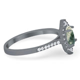 Art Deco Oval Natural Stone Wedding Ring