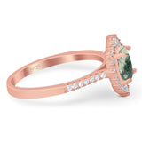 Art Deco Oval Natural Stone Wedding Ring