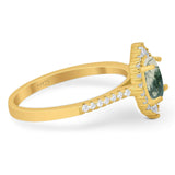 Art Deco Oval Natural Stone Wedding Ring