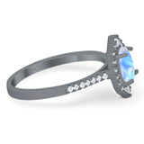 Art Deco Oval Natural Stone Wedding Ring