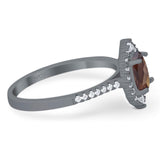 Art Deco Oval Natural Stone Wedding Ring