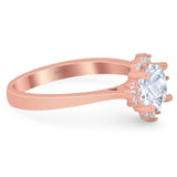 Art Deco Round Natural Stone Floral Ring