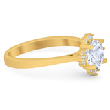 Art Deco Round Natural Stone Floral Ring