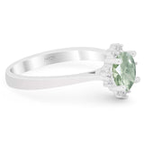 Art Deco Round Natural Stone Floral Ring