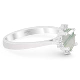 Art Deco Round Natural Stone Floral Ring