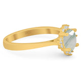 Art Deco Round Natural Stone Floral Ring