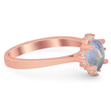 Art Deco Round Natural Stone Floral Ring