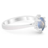 Art Deco Round Natural Stone Floral Ring