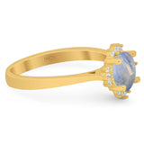 Art Deco Round Natural Stone Floral Ring