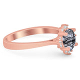 Art Deco Round Natural Stone Floral Ring