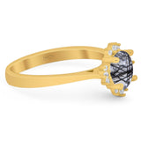 Art Deco Round Natural Stone Floral Ring