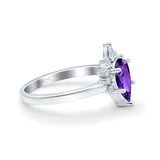 Teardrop Art Deco Pear Wedding Engagement Ring Round CZ 925 Sterling Silver