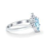 Teardrop Art Deco Pear Wedding Engagement Ring Round CZ 925 Sterling Silver