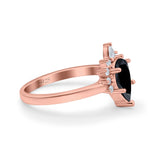 Teardrop Art Deco Pear Wedding Engagement Ring Round CZ 925 Sterling Silver
