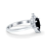 Teardrop Art Deco Pear Wedding Engagement Ring Round CZ 925 Sterling Silver