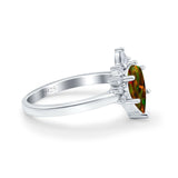 Teardrop Art Deco Pear Wedding Engagement Ring Round CZ 925 Sterling Silver