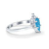 Teardrop Art Deco Pear Wedding Engagement Ring Round CZ 925 Sterling Silver