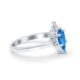 Teardrop Art Deco Pear Wedding Engagement Ring Round CZ 925 Sterling Silver