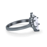 Teardrop Art Deco Pear Wedding Engagement Ring Round CZ 925 Sterling Silver